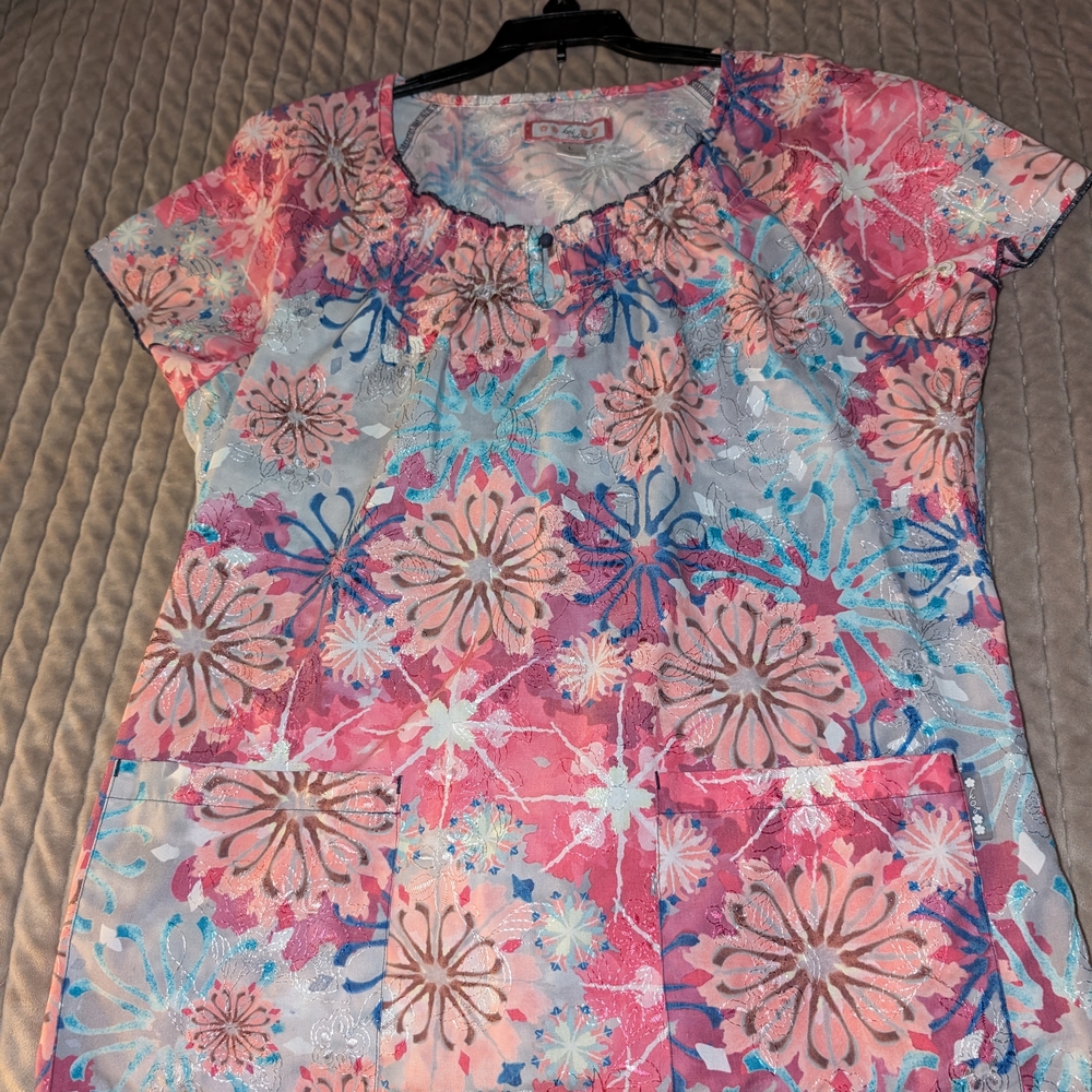Floral Print Scrub Top Koi Brand